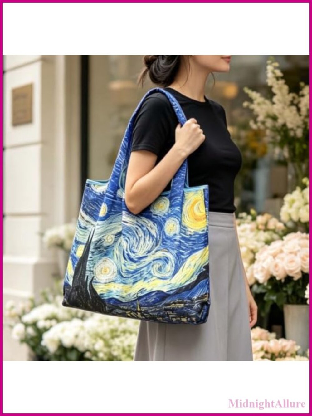 Foldable Reusable Tote Bag Large Capacity Oxford Lightweight Shoulder Bag